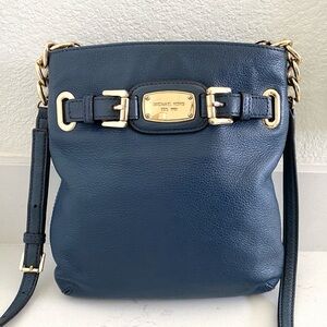 Michael Kors Blue Crossbody Bag with Gold Accents